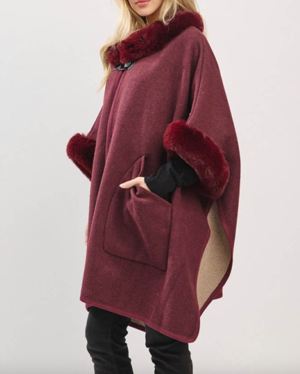 Opera Princess Cape Coat - Burgundy