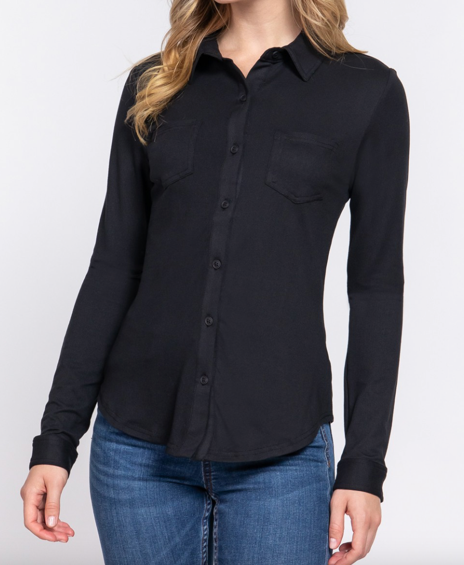 Butter Button Down - Black