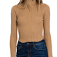 Curved Hem Turtleneck - Camel