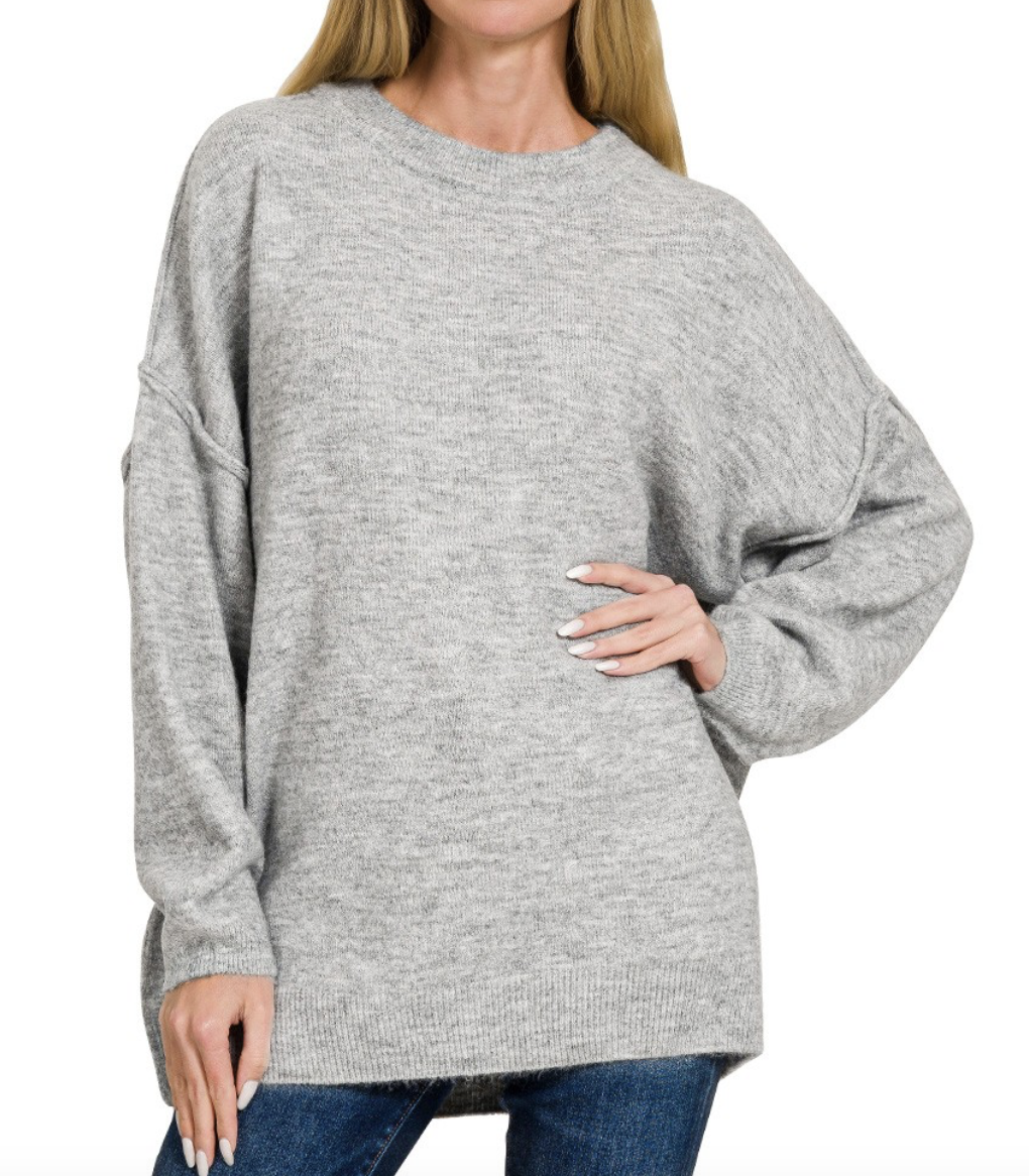 Cozy Oversized Sweater - Grey