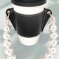 Faux Leather & Pearl Cup Sleeve