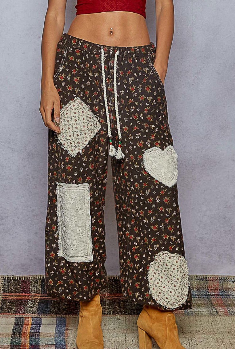 Red and Pink Floral Joggers