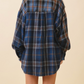 Mixed Plaid Flannel Shirt - Blue