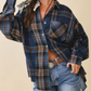 Mixed Plaid Flannel Shirt - Blue