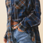 Mixed Plaid Flannel Shirt - Blue