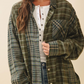 Mixed Plaid Flannel Shirt - Olive