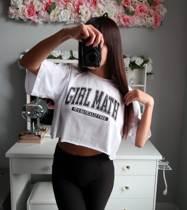 Girl Math Cropped Tee - White