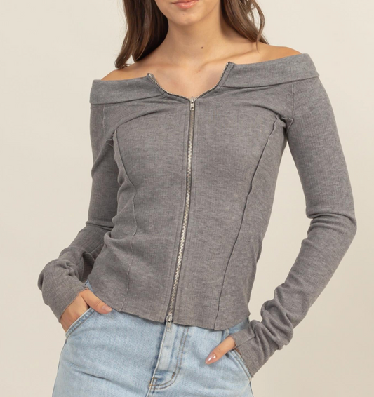Saucy Zip Up - Grey