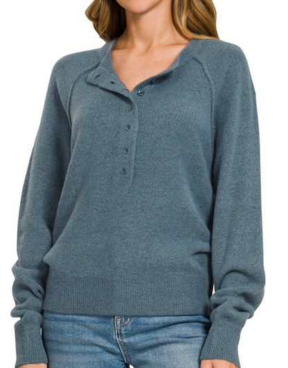 Half Button Henley Sweater (3 colors available)