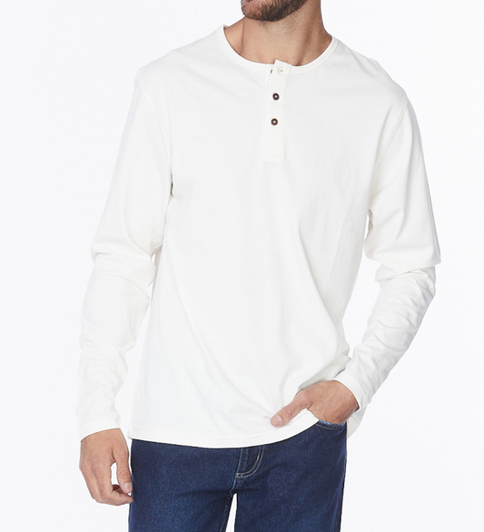 Cotton Henley Tee - Ivory