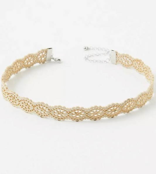 Flower Suede Choker - Ivory