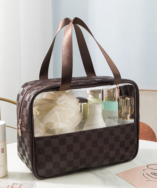 Large Travel Checkered Bag - Brown