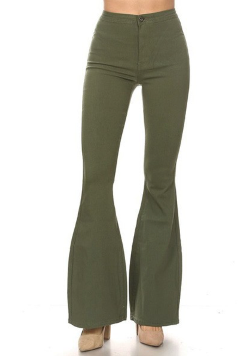 Bell Bottom Pants - Olive