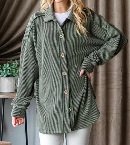 Relaxed Button Down - Olive