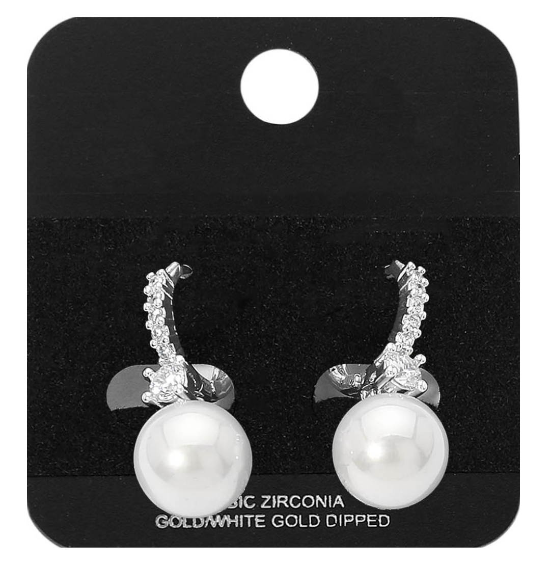 Gold Dipped Pearl Drop Huggies (2 colors available)