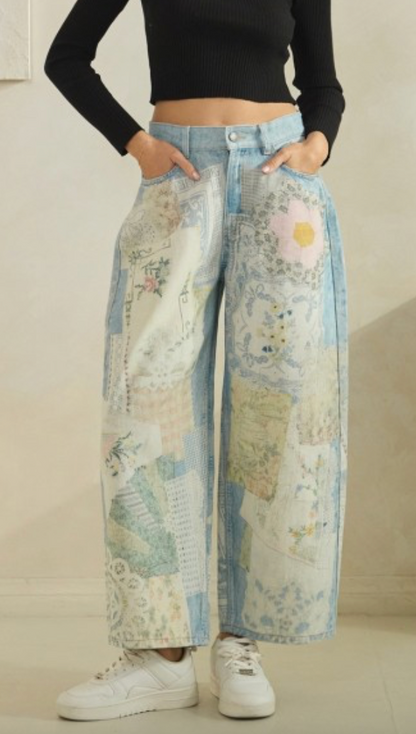 Spring Patchwork Jeans (Large)