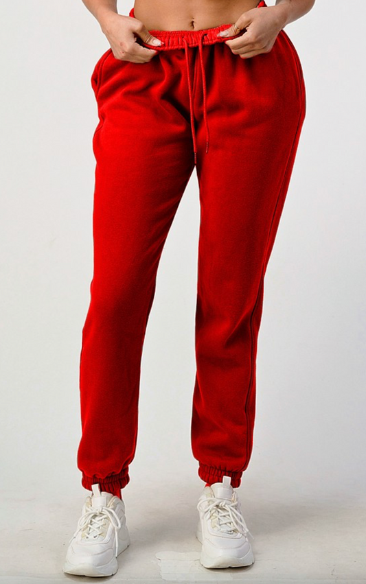 Smooth Fleece Joggers - Red