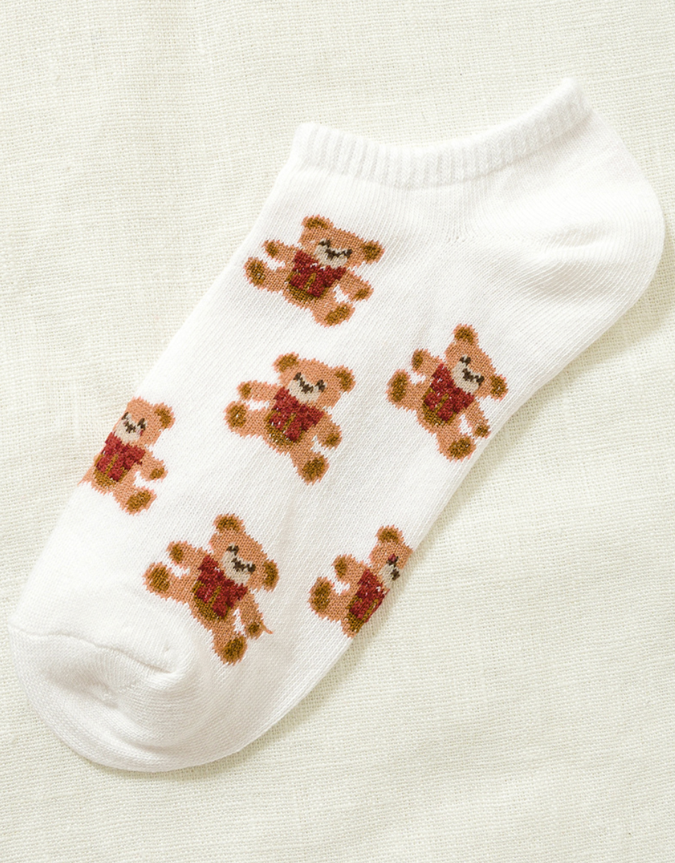 Teddy Bear Socks - White