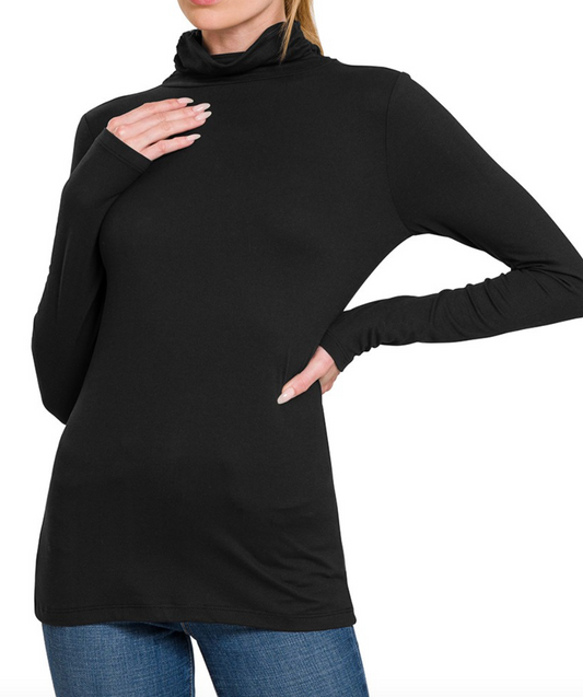 Jacqueline Turtleneck Top - Black