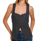 Marlie Back Tie Vest - Black