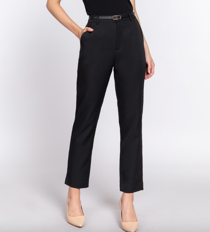 Office Pant With Belt - Black