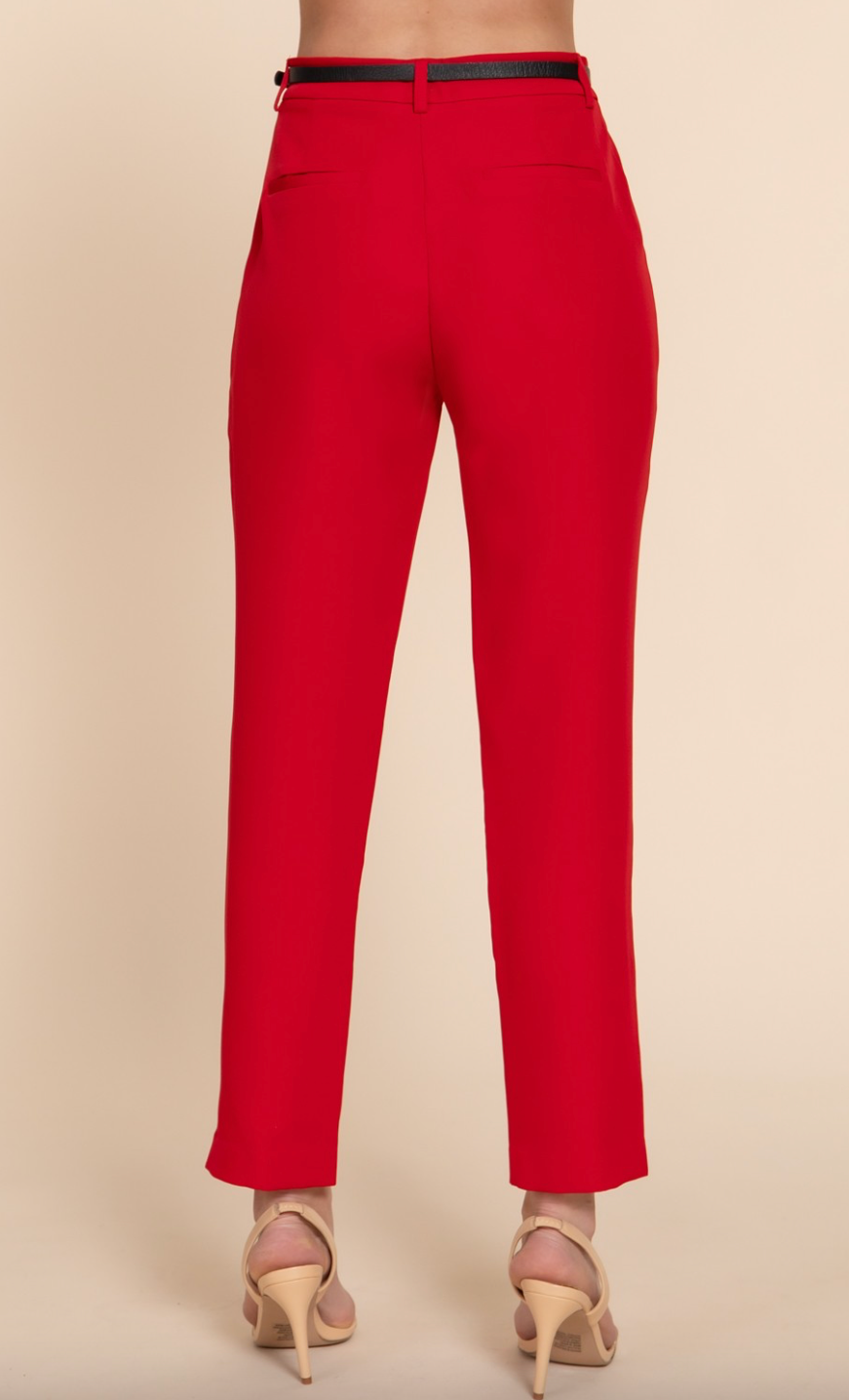 Office Pant With Belt - Red