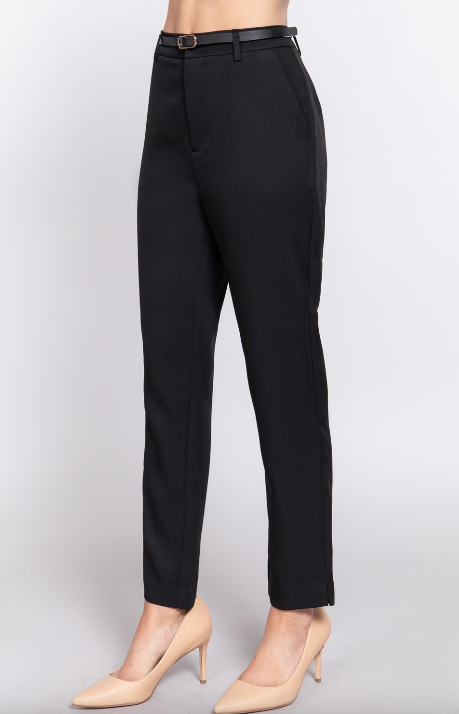 Office Pant With Belt - Black