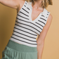 Preppy Sleeveless Knit Top - White