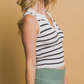 Preppy Sleeveless Knit Top - White