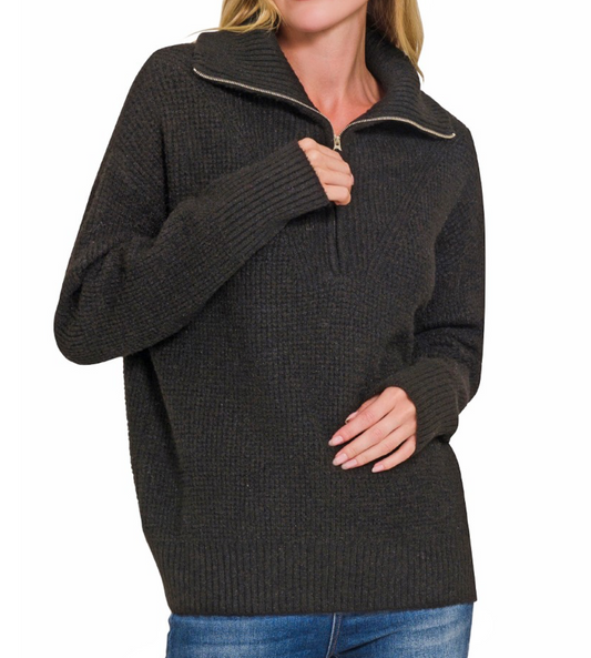 Chilton Half Zip Sweater - Black