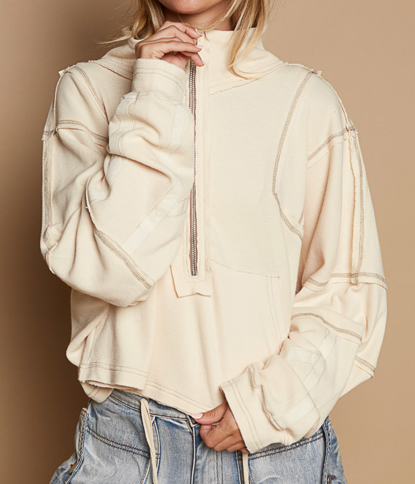 Keosha Half Zip Top - Cream