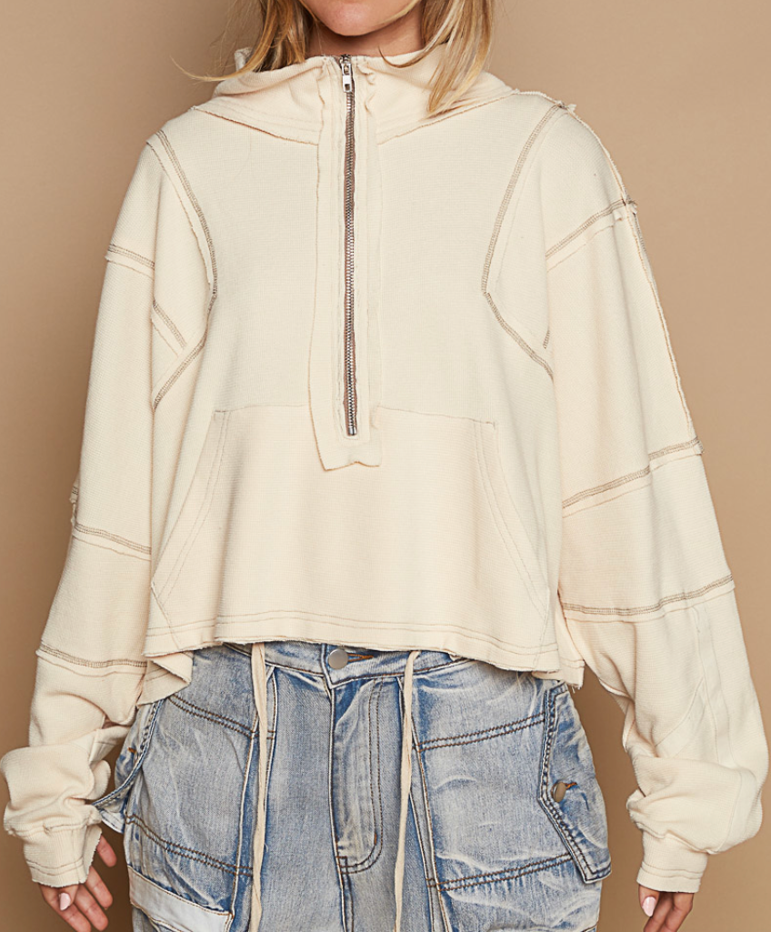 Keosha Half Zip Top - Cream